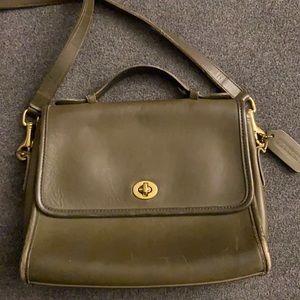 Coach handbag. Olive green leather